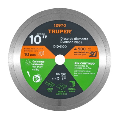 Disco de diamante de 10  x 2.2 mm rin continuo, Truper