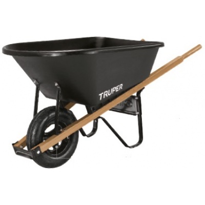 Carretilla concha plástica 6 ft3 Imponchable b/madera,Truper