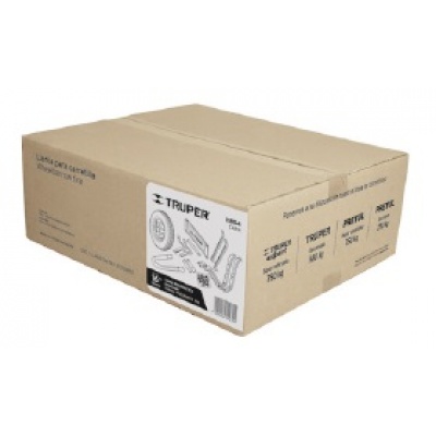 Caja c/llanta hule sólido y accesorios p/carretilla Truper