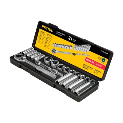 Juego de 21 herramientas 3/8  std para mecánico, Pretul