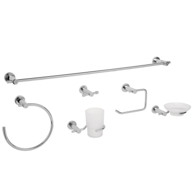 Juego de 6 accesorios para baño acabado cromo, Foset