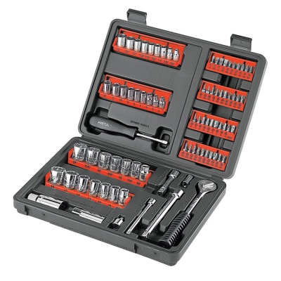 Juego de 81 herramientas 1/4  y 3/8  para mecánico, Pretul