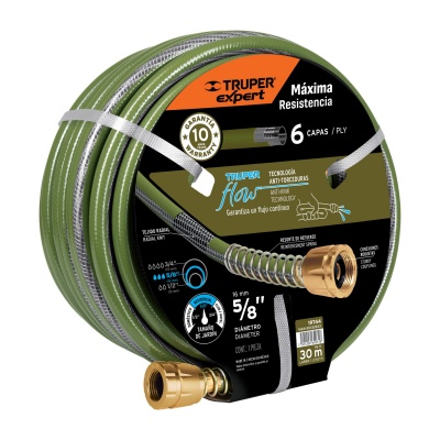 Manguera 5/8  anti-torceduras 6 capas 30m conexiones d/metal