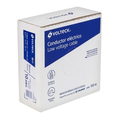 Rollo de 100 m de cable THHW-LS 10 AWG blanco, Volteck