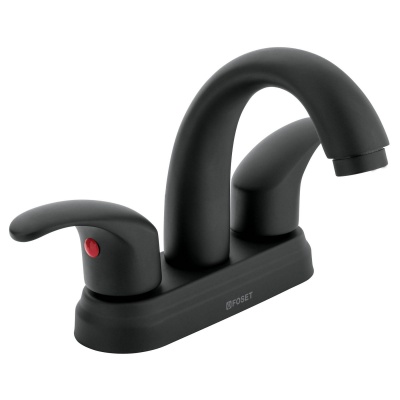 Mezcladora negro mate 4  p/lavabo, nariz curva, palanca,Aqua